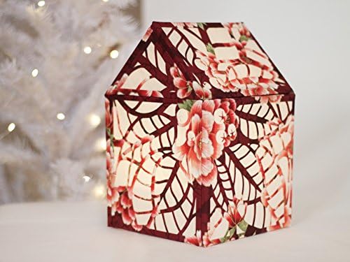 TEXTILECRAFT Poinsettia Decorative Illuminated House Lantern with interior USB rechargeable LED lamp