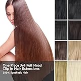 One Piece 3/4 Full Head Clip in Hair Extensions Synthetic 5 Clips Women Ladies Girls Clip in Hair Hairpieces