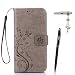Produktbild Samsung Galaxy C5 Hülle, Samsung Galaxy C5 Pro Schutzhülle, Alfort 3 in 1 Lederhülle Fashion Design Premium PU Leder Hohe Qualität Tasche Case Cover Kasten Abdeckung Wallet für Samsung Galaxy C5 C5000 / Samsung Galaxy C5 Pro 5.2" Smartphone Funktion Standfunktion Unterstützte Telefone und Magnetverschluss mit Schmetterling ( Grau ) + Alfort Schwarz Stylus Pen + Netter Staub Stecker