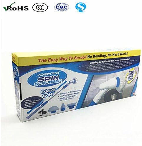 Ulable Multifunctional Electric Long Handle Scrub Spin Household Cleaning Brusher Electric Turbo Scrub Household Cleaning Extra Brushes Set Accessories Super Scrubber Rechargeable Cordless Toilet Bathroom Kitchen 300RPM Spin Cleaning Brush with 3 Replaceable Brush Heads &amp; Extendable Handle