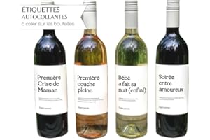 CL&MH 5 pièces Cadeau futurs parents future maman papa cadeau baby shower kit de survie maternité étiquette de vin personnalisable