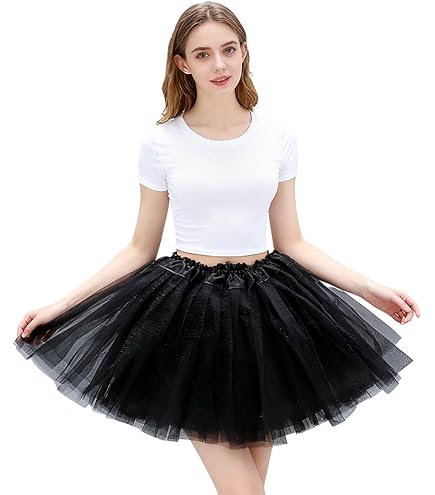 Gonna Halloween PLIKSUVER Gonna Tulle Donna Tutu Di Tulle Adulto Gonna Tutu In Tulle A Tre Strati Con Fodera Gonna In Tulle Anni Vintage Celebrazione Di Halloween Rock Party Festival (Bianco Tutu