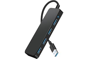 VEMFAY Hub USB 3.0, 4 Ports Multiprise USB, Ultra Fin 5 Gbps Adaptateur Multi USB, Répartiteur pour MacBook Pro/Air, iMac, Surface Pro, XPS, PC, Souris, Imprimante, Clavier, Dell, Disque Dur