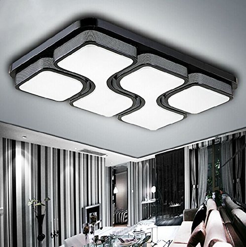 Preisvergleich Produktbild ETiME 64W 78x53CM Design LED Deckenlampe Deckenleuchte Wohnzimmer Lampe Schlafzimmer Küche Leuchte 6000K Schwarz Rechteck (78x53CM 64W Kaltweiß)