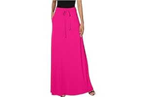 NSICBMNO Long Skirts for Women UK Boho Skirts with Pockets Ladies Elasticated Waist Skirts Maxi Skirts Long Pleated Skirts A Line Skirts Casual Skirts Flared Skirts for Vacation Work Going Out