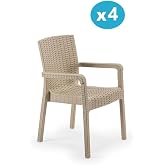 Omnipazar SY-2527 Royale Wicker Patterned Rattan Garden Sofa Chair Set of 4