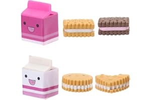 TOYVIAN 6pcs Cute Rubbers Erasers for Kids, Kawaii Milk Cookies Biscuit Erasers School Stationery Supplies for Game Rewards, Christmas Party Favors, Classroom Prizes