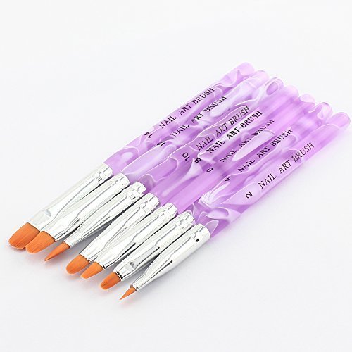 MAKARTT 7 PCS Flat UV Gel Brush Set Acrylic Nail Art Painting Draw Brush Pen Set