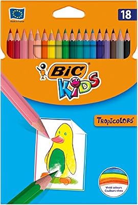 BIC Kids Tropicolors 2 Crayons de Couleur - Etui Carton de 18