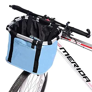 URBEST Bike Basket, Small Pets Cat Dog Folding Carrier, Removable Bicycle Handlebar Front Basket, Quick Release, Detachable Cycling Bag