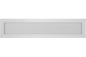DEMLOU perforowana aluminiowa kratka wentylacyjna liniowa 60x9 cm – biały RAL9016 – prostokątna kratka nawiewna i dyfuzor ciepła.