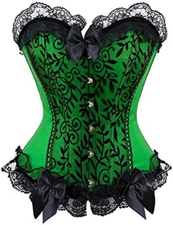 TNASA Women's Basque Satin Overbust Corset Waist Training Lace up Back Shapewear Top