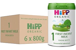 HiPP Organic 1 First Infant Baby Milk Powder Formula, from Birth, 800g (Pack of 6)