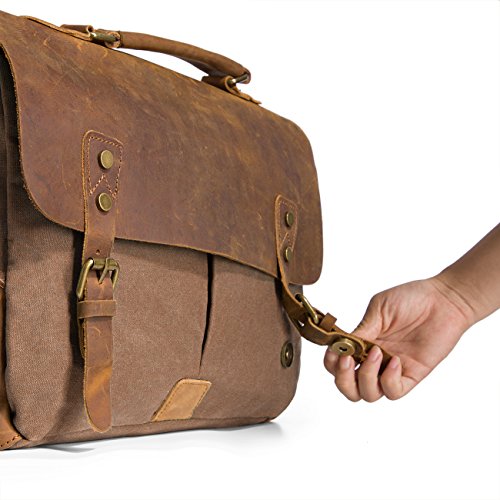 ECOSUSI Aktentasche Messenger Bag Damen Umhängetasche Herren Schultertasche Leder Tasche - 2