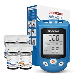 Sinocare PTS(USA) Safe AQ UG Blood Glucose & Uric Acid Monitor Bi-Function System Including?50X (Blood Glucose Strips, Uric Acid Strips & Lancets) Pack