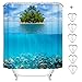 Produktbild MIN-XL Duschvorhang Anti-Schimmel Textil Waschbar Anti-Bakteriel Badvorhänge 3D Wasserdicht Duschvorhänge mit 12 Edelstahl Duschvorhangringe für Badezimmer (Insel, 180 x180 cm)