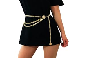 Wedity Multilayer Metal Waist Chain Gold Long Tassel Waist Chain Dress Belts Jewelry for Women and Girls