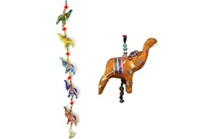 ELEVANTY Tira de Elefantes hindús de Tela, Colgante de Elefantes Tejidos en India, móvil de Cinco Elefantes, Cosas Hindus Coloridas, Regalo Original Handmade