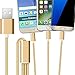 Produktbild 2ticks USB-C TYP-C / Micro USB / 8 Pin Beleuchtung - Drei in einem Universal Highspeed Multi-Funktions-geflochtene 3 in 1 Ladekabel Kabel 1 Meter Gold für Rca Viking Pro 10