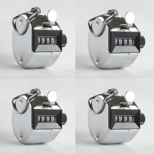 Contador de la cuenta de la mano de 4 dígitos Juego de 4?FLYING_WE Mecánico Lap Tracker Manual Clicker con anillo de dedo Hoop titular- Astilla.