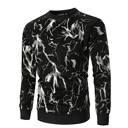 Preisvergleich Produktbild JUSTSELL Langarmshirts Pullover Herren Herbst Winter,Männer Blitzmuster-Druck Sweatshirt Rundhalsausschnitt T Shirt Casual Pullover Stilvoll Tops