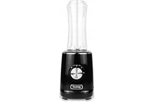 Huslog Frullatore Smoothie 500W, Mini Blender Elettrico con 4 Lame in Acciaio Inox, Bottiglia Portatile 600ml, 2 Velocità + Pulse, Base Antiscivolo, Protezione Surriscaldamento, Nero