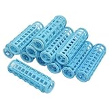 sourcingmap® 12 Pcs Women DIY Hair Curling Tool Blue Plastic Curler Roller