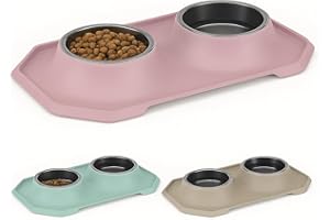 PLASTIKEN Comedero Perro y Gato Doble Grande - Cuencos Comederos para Perros y Gatos Hechos en España con Materiales 100% Reciclados - Plato y Bebedero para Agua y Comida - 2x500ml - Mascotas Medianas o Grandes