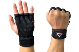 RAYSTRENGTH Guantes Gimnasio y Crossfit Hombre y Mujer, guantillas, con muñequera Reforzada, calistenia, Mancuernas, calleras, Resistente y duraderos, Guantes Gym Abiertos