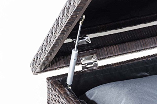 CLP Poly-Rattan Auflagen-Box SAFE, Polsterauflagen / Kissen-Box, 685 Liter, mit Gasliftdämpfer ( Hubautomaitk ) Braun - 6