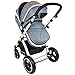 i-Safe System - Grey Trio Travel System Pram & Luxury Stroller 3 in 1 Complete With Car Seat