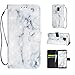 Produktbild VemMore Samsung Galaxy A8 2018 Hülle Handyhülle Ledertasche Schutzhülle Leder Hülle Stand Halter Magnetverschluss Wallet Case Inner Weiche Silikon Backcover mit Kartenfach Muster - Marmor Weiß Grau