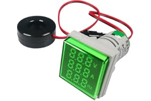 Gebildet 22mm AC Tester di Tensione, AC 50-500V/0-100A/0-99 Hz Voltmetro Amperometro Frequenzimetro con Display a LED a 3 Cifre Multimetro Pannello (Verde, Quadrato)