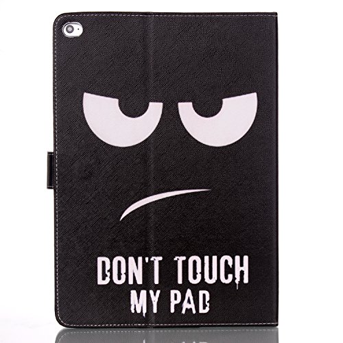 iPad mini 4 Handyhülle – Felfy Slim Full Body Don’t Touch my Pad Black Auge Muster PU Case Cover Etui Schutz Hülle Tasche für Apple iPad mini 4 + 1x Eule Anti Stöpsel + 1x Schwarz Stylus - 2
