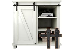ETIASQSA Kit de quincaillerie pour porte de grange coulissante 122 cm - Pour meubles TV et petites armoires - Cintre en forme de J - Noir