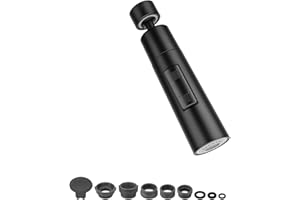 GEBAUM Grifo Cocina con Aireador Desmontable, Grifo de Cocina Negro, Grifo de Fregadero con Ducha, 2 Tipos de Chorro de Agua, 360° Giratorio Grifo per Fregadero Cocina
