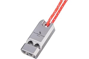 iBasingo Dual-Tube 125dB Loudest Titanium Hiking Whistle with Lanyard Pea-Less Waterproof Never Freezes, Never Jams Survival Gear for Trekking Backpack ing Emergency, Outdoor Safety Ti9021O