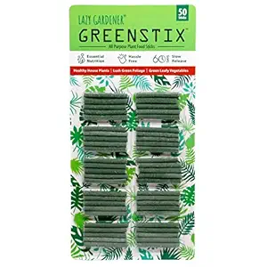 Lazy Gardener Essential Nutrition, Hassle-Free and Slow-Release GreenStix Sticks Plant Fertilizer for Lush Green Foliage