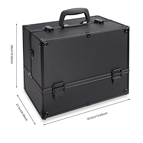 Homdox Kosmetikkoffer Schminkkoffer Friseurkoffer Beauty Case Schmuckkoffer Metall - 3