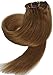 Queen Wig 20" Straight Clip in Remy Human Hair Extensions 7pcs 70g 12# Light Brown