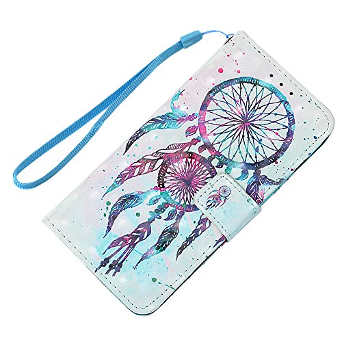 Badalink Case für Samsung Galaxy S5 9600 I9600 PU Leder (TPU innere Schicht) Tasche Flipcase Gemalt Schutzhülle mit Kreditkarteninhaber Kippständer Magnet-Schloss Handyhülle Dual-Traumfänger - 3