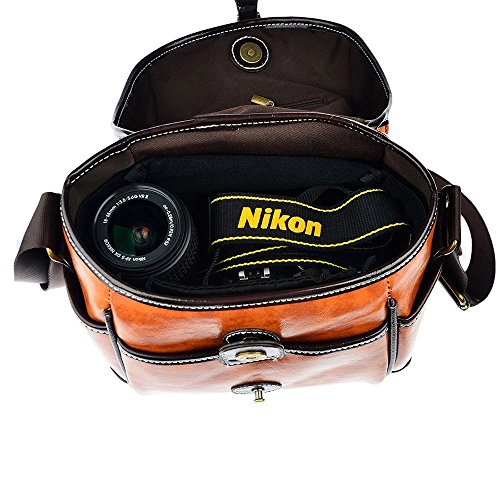 Fome Sac   tui de style vintage britpop en cuir synth  tique pour appareil photo DSLR Canon Nikon Sony Pentax   cadeau