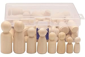 Bestenrose 50 STK Holzfiguren Dekoration DIY Figuren Deko zum Basteln Holz Puppen Holzpuppen zum Bemalen (50PCS)