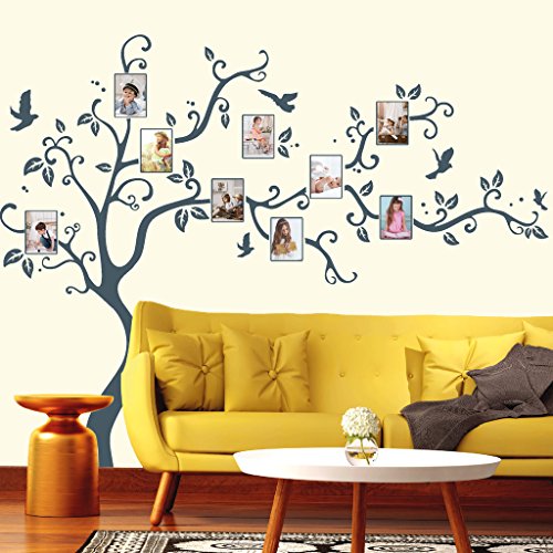 Wandtattoo Loft „Bäumchen mit Bilderrahmen und Vögeln“ / Familie / Erinnerungen / Fotos / Baum / Wanddeko / Wandtattoo / Wandaufkleber / 54 Farben / 2 Größen / gold / 160 cm hoch x 200 cm breit - 4