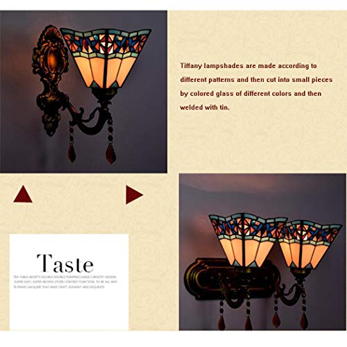YJFFAN Im Europäischen Stil Einfache Wand Lampe Tiffany Stil Buntglas Einzel Kopf/Doppelkopf Wandleuchten Schlafzimmer Nacht Leiste Gang Balkon Kristall Klammer Licht, B