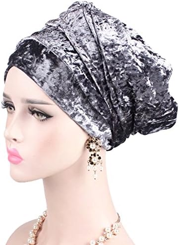 Ssowun Fletion Chemotherapy Cap Velvet Bandana Turban Hat Headwear Muslim Turban Hair Loss Cancer Cap