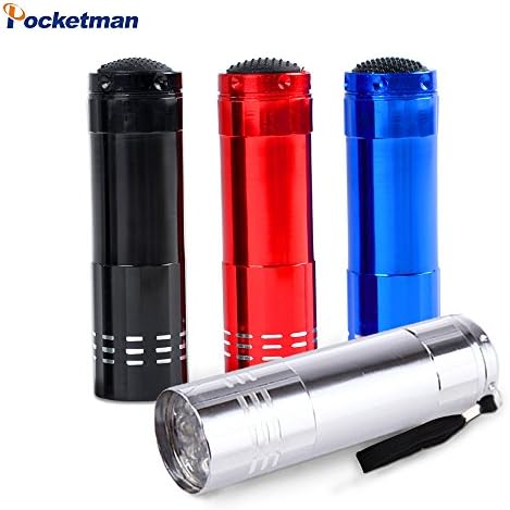 4 Packs,Pocketman 9 LED Mini Protable Aluminum Flashlight Torch with Lanyard,4 Assorted Colors,for Kids, Camping, Night Reading,Hiking, BBQ and EDC