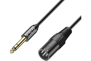 J&D 1/4 to XLR Cable, Gold Plated Heavy Duty TRS 6.35mm (1/4 inch) to XLR Male to Male Balanced Interconnect Cord for Speaker, Condenser, Mic, Mixer, AMP, 1.8 meter
