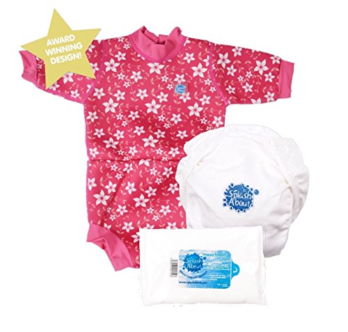 Splash About Happy Nappy Baby Wetsuit Essentials Set 2 In 1 (0-4m Small, Pink Blossom)