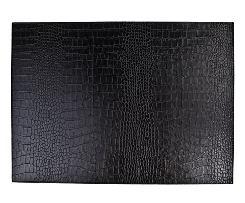 SIGNATURE HOME COLLECTION AP-104-A03 Tischset 6-er Set Leder Krokoprint beidseitig verwendbar abwischbar pflegeleicht, circa 45 x 33 cm, schwarz
